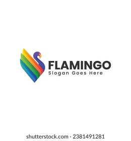 Vector Logo Illustration Flamingo Gradient Colorful Style
