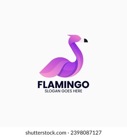 Vector Logo Illustration Flamingo Gradient Colorful Style