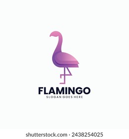 Vector Logo Ilustración Flamingo Gradiente Colorido Estilo
