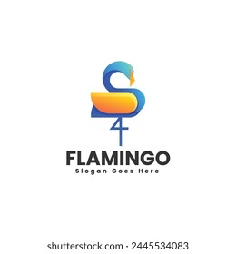Vector Logo Illustration Flamingo Gradient Colorful Style
