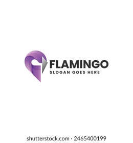 Vector Logo Illustration Flamingo Gradient Colorful Style