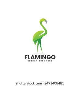 Vector Logo Ilustración Flamingo Gradiente Colorido Estilo