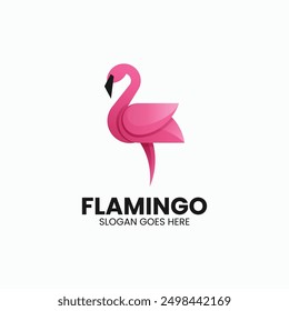 Vector Logo Illustration Flamingo Gradient Colorful Style