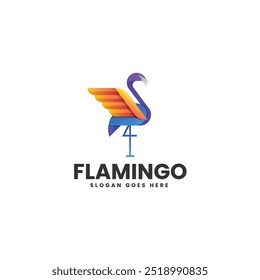 Vector Logo Illustration Flamingo Gradient Colorful Style