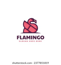 Logotipo vectorial Ilustración Flamingo Estilo de mascota simple