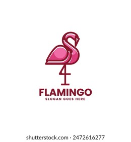 Vector Logo Illustration Flamingo Simple Mascot Style