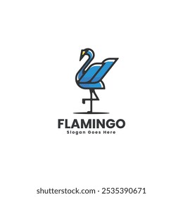 Vector Logo Illustration Flamingo Simple Mascot Style