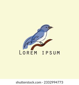 vector logo illustration flat pretty bird