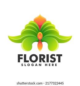 Vector Logo Illustration Florist Gradient Colorful Style.