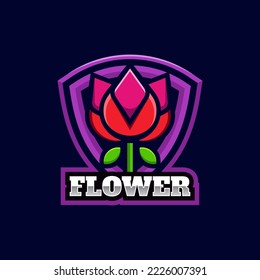 Vector Logo Illustration Flower E-Sport and Sports Style
