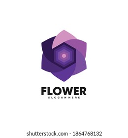 Logo Vector Ilustración Estilo de color gradiente de flor.