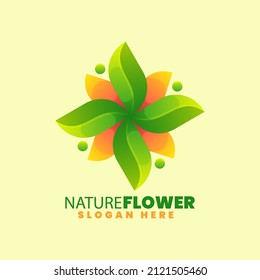 Vector Logo Illustration Flower Gradient Colorful Style.