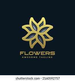 Vector Logo Illustration Flower Gradient Colorful Style.