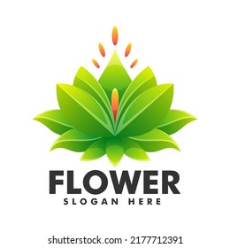 Vector Logo Illustration Flower Gradient Colorful Style.