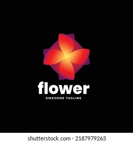 Vector Logo Illustration Flower Gradient Colorful Style.