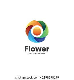 Vector Logo Illustration Flower Gradient Colorful Style.