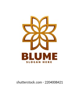 Logo Vector Ilustración Estilo de arte de línea gradiente de flor.