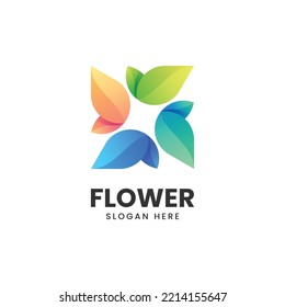 Vector Logo Illustration Flower Gradient Colorful Style.