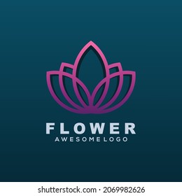 Vector logo illustration flower line art style