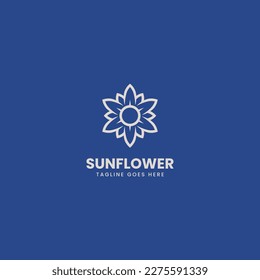 Vector Logo Illustration Flower Line Art Style.