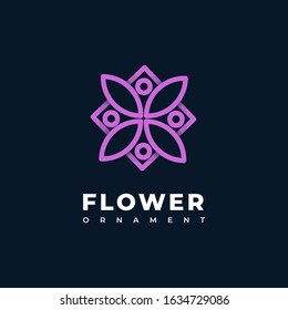 Vector Logo Illustration Flower Ornament Infinity Line Art Style
