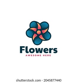 Vector Logo Illustration Flower Simple Mascot Style.
