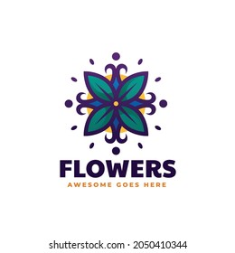 Ilustración con logotipo vectorial Flor Estilo de mascota simple.