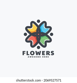 Vektorlogo Illustration Blume Einfache Maskottstil.