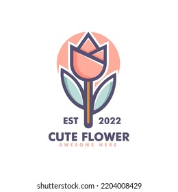 Ilustración con logotipo vectorial Flor Estilo de mascota simple.