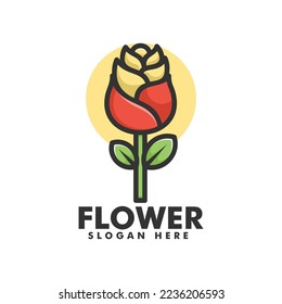 Vector Logo Illustration Flower Simple Mascot Style.