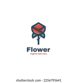 Vektorlogo Illustration Blume Einfache Maskottstil.