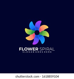 Vector Logo Illustration Flower Spiral Gradient Colorful