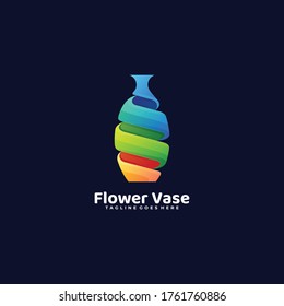 Logo Vector Ilustración Estilo de color gradiente de la vara de flor.