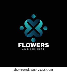 Ilustración con logotipo vectorial Flores Estilo de color gradiente.