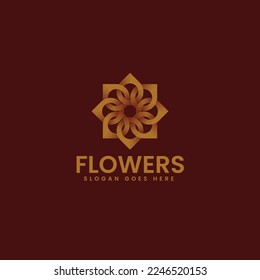 Vector Logo Illustration Flowers Gradient Colorful Style