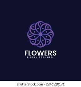 Vector Logo Illustration Flowers Gradient Colorful Style