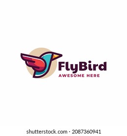 Logo Vector Ilustración Estilo Mascota Simple Bird Fly.