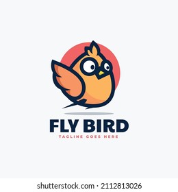 Vector Logo Illustration Fly Bird Simple Mascot Style