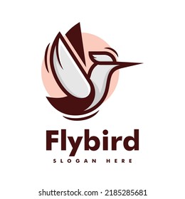Vector Logo Illustration Fly Bird Simple Mascot Style.