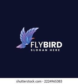 Vector Logo Illustration Fly Bird Gradient Colorful Style.
