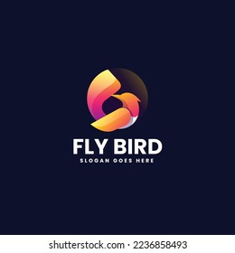 Vector Logo Illustration Fly Bird Gradient Colorful Style