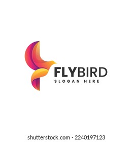 Vector Logo Illustration Fly Bird Gradient Colorful Style.
