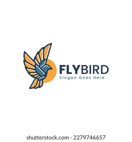 Vector Logo Illustration Fly Bird Simple Mascot Style