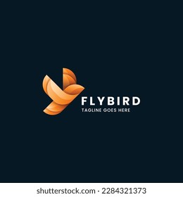 Vector Logo Illustration Fly Bird Gradient Colorful Style.