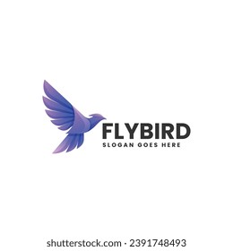 Vector Logo Illustration Fly Bird Gradient Colorful Style