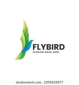 Logo Vector Ilustración Estilo de color gradiente de pájaro volador