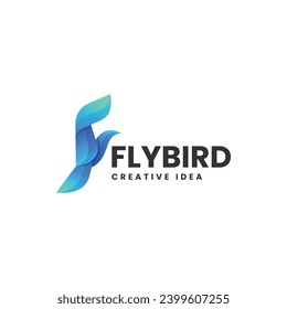 Vector Logo Illustration Fly Bird Gradient Colorful Style