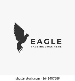 Vector Logo Illustration Fly Eagle Silhouette Style