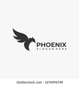 Vector Logo Illustration Fly Phoenix Silhouette Style.