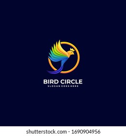 Vector Logo Illustration Flying Bird Gradient Colorful Style.